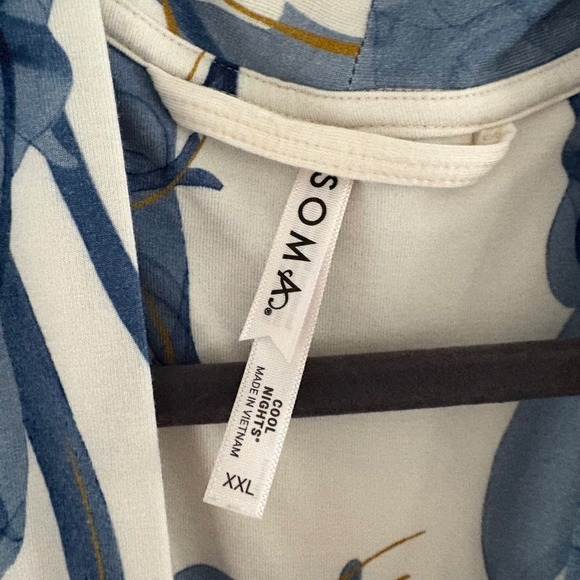 Soma Cool Nights Womens XXL Blue Floral Print Kimono Robe Lightweight Loungewear - Picture 3 of 8